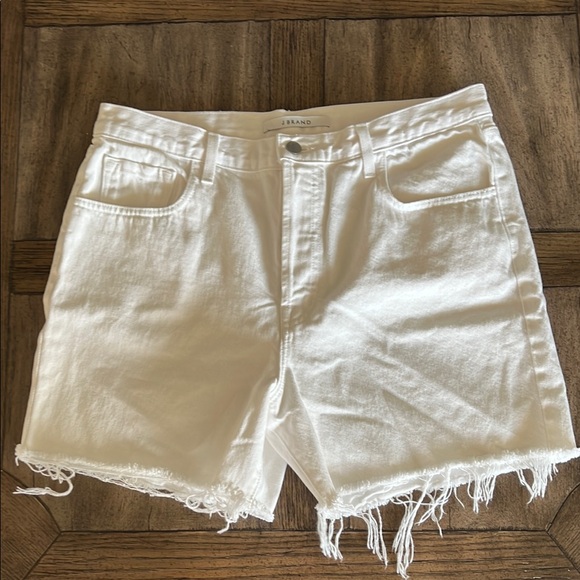 J Brand Pants - J Brand High Rise White Button Billey Jean Shorts with Frayed Hem